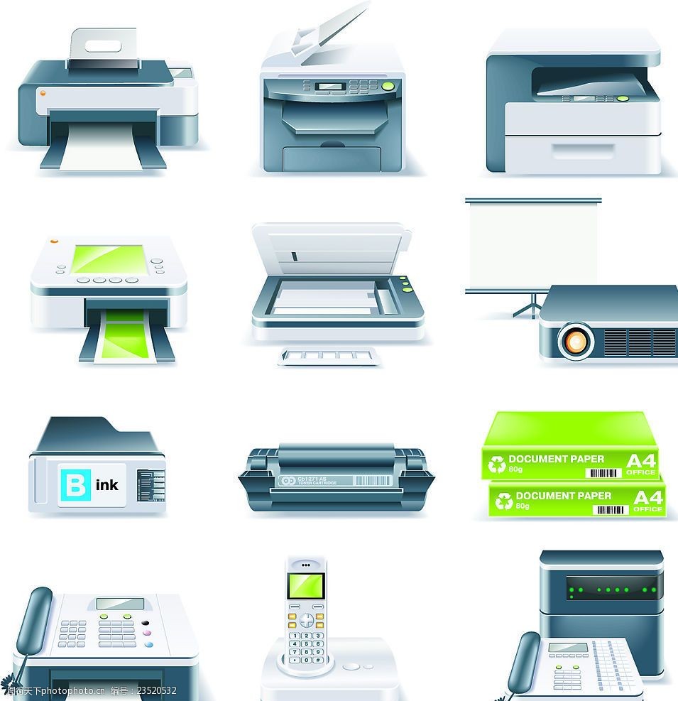 办公设备图标矢量素材 提升设计效率与专业度